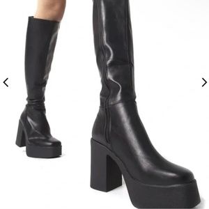 || LAMODA || SLICK NICKS PLATFORM KNEE HIGH BOOTS